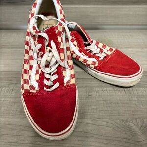 Vans Red and White Checkered Sneakers Men Size 13